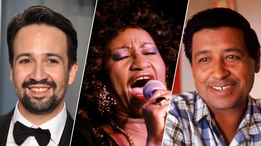 Lin-Manuel Miranda (left), Celia Cruz (middle) and Cesar Chavez (right).