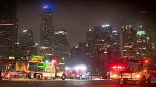 Patrol vehicles at the scene of a crash.