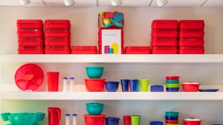 KISSIMMEE, FLORIDA, UNITED STATES - 2019/01/21: Tupperware storage products on display at the corporate headquarters store.