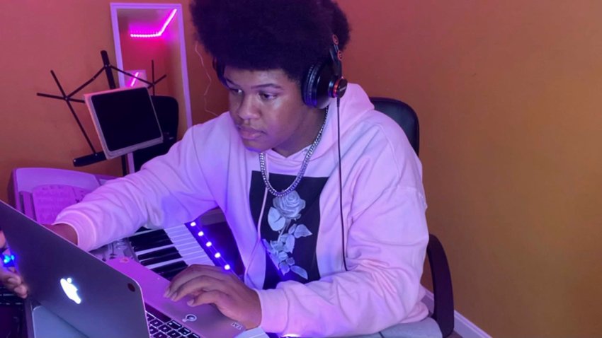 Christian Inman at his home studio. This Prince George’s County teenager already found success as his song “Change” went viral online.