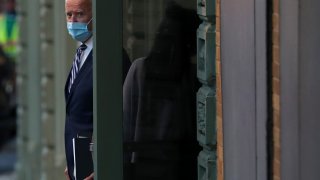 U.S. President-elect Joe Biden leaves the Queen Theater where earlier in the day he addressed the media about the Trump Administration’s lawsuit to overturn the Affordable Care Act on November 10, 2020 in Wilmington, Delaware.