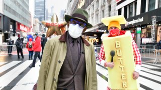 Al Roker and Butter Man appear at the 94th Annual Macy's Thanksgiving Day Parade on November 26, 2020, in New York City.