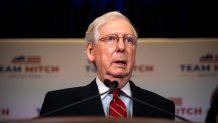 Senate Majority Leader Mitch McConnell (R-KY), gives election remarks at the Omni Louisville Hotel on November 4, 2020 in Louisville, Kentucky.