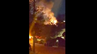 A house in Eagle Rock burns and a body is discovered on Monday, Nov. 9, 2020.