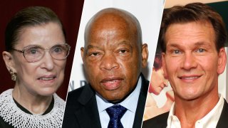 Ruth Bader Ginsburg (left) John Lewis (middle) and Patrick Swayze (right).