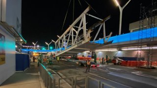 A bridge is removed at LAX.