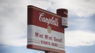 Signage is displayed outside the Campbell Soup Co. factory in Toronto, Ontario, Canada.