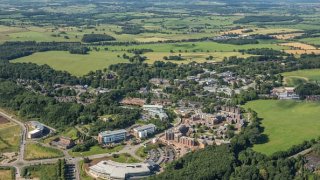 An aerial photograph of Keele University’s campus, taken in July 2017.