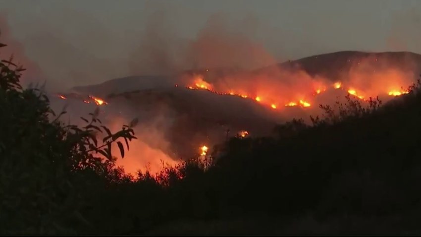 Bond Fire Burning in Silverado Canyon