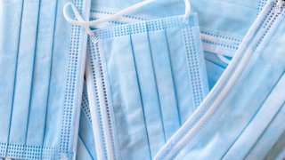 Blue and white facial masks