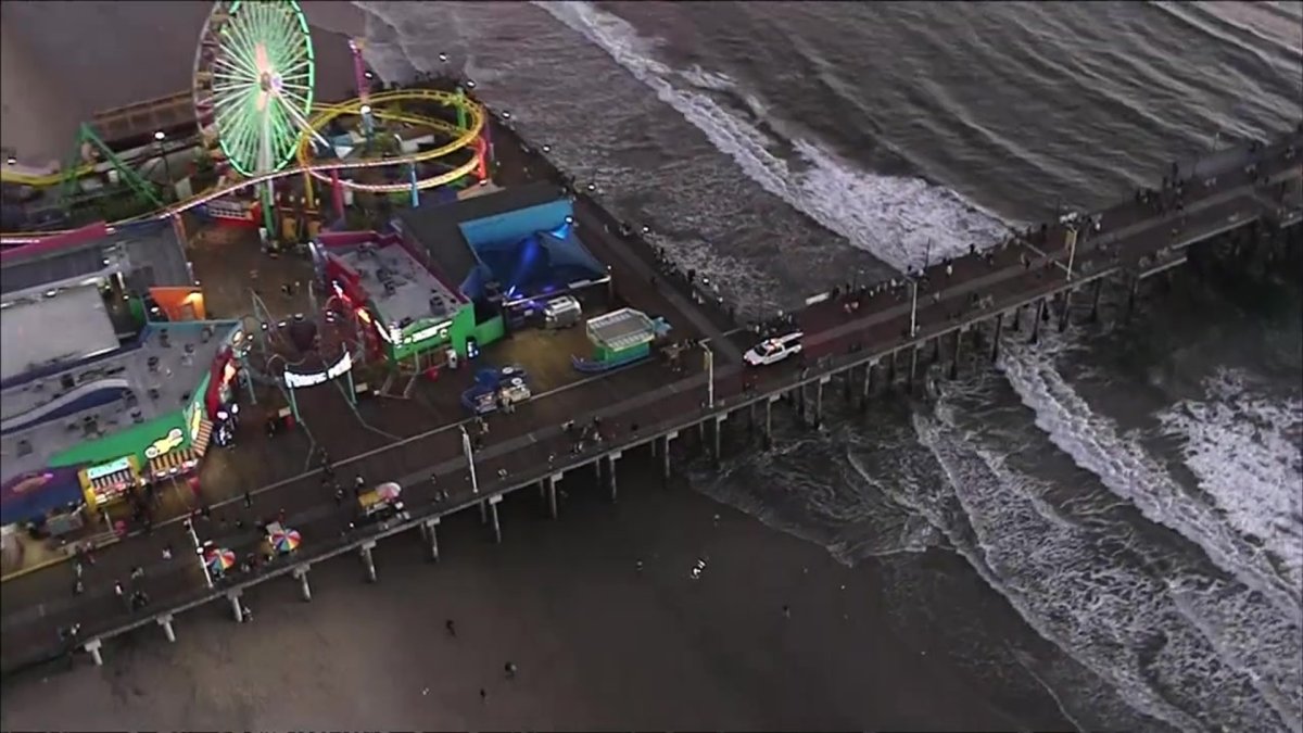 Santa Monica Pier Flyover Before Closure NBC Los Angeles