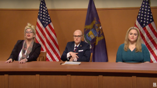 Cecily Strong appears as Melissa Carone alongside Kate McKinnon as Rudy Giuliani on "Saturday Night Live," December 5th, 2020.
