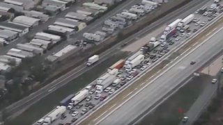 Traffic jam on the freeway.