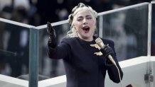 Lady Gaga sings the national anthem during the 59th Presidential Inauguration at the U.S. Capitol for President-elect Joe Biden in Washington, D.C., Jan. 20, 2021. (Greg Nash/AP)