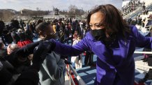 Vice President Kamala Harris leaves after she was inaugurated along with President Joe Biden on the West Front of the Capitol, Jan. 20, 2021, in Washington, D.C. (Jonathan Ernst/Getty Images)