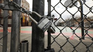 A public school stands closed on April 14, 2020 in Brooklyn, New York.