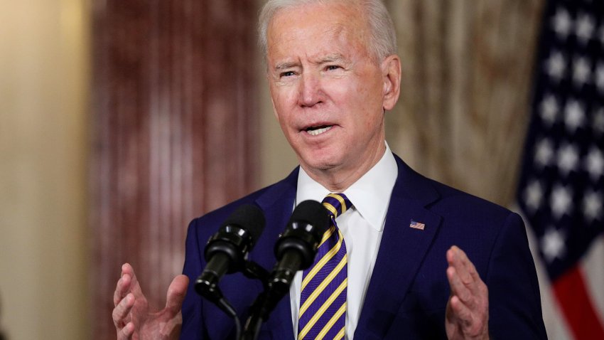 President Joe Biden speaks delivers a foreign policy address during a visit to the State Department in Washington, February 4, 2021.