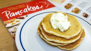 FILE - A stack of pancakes at the International House Pancakes in Gainesville, Fla. is picture.