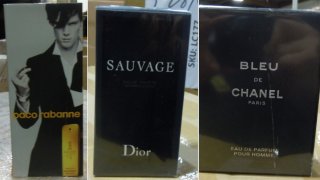 Counterfeit perfume bottles and cartons seized by U.S. Customs and Border Protection in Los Angeles.