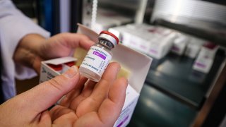 A bottle of the AstraZeneca vaccine.