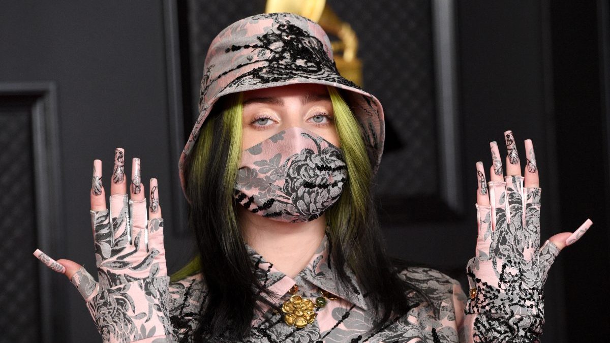 Multiple award nominee Billie Eilish arrives on the Grammy Awards red carpet.