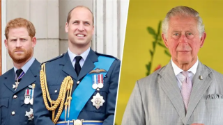 (Left) Prince Harry and Prince William, (Right) Prince Charles