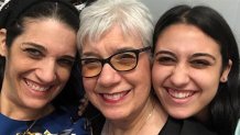 Left to right: Laura Shaw Frank, Evelyn Shaw and Ateret Frank. Evelyn Shaw celebrated hugging her granddaughter for the first time after her doctor prescribed a hug after receiving the COVID-19 vaccine. 