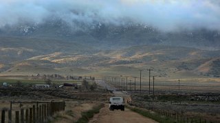 Threatening clouds are seen at sunrise on Tejon Ranch near Gorman, Calif.