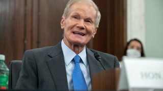 WASHINGTON, DC - APRIL 21: Former US Senator Bill Nelson, nominee to be administrator of NASA, speaks during a Senate Committee on Commerce, Science, and Transportation confirmation hearing on Capitol Hill on April 21, 2021 in Washington, DC. Nelson was a senator representing Florida from 2001-2019.