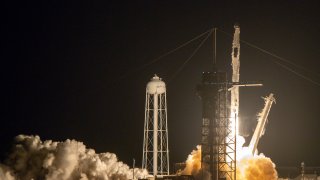 NASA astronauts Shane Kimbrough and Megan McArthur and, two international partners, Japan Aerospace Exploration Agency (JAXA) astronaut Akihiko Hoshide and ESA (European Space Agency) astronaut Thomas Pesquet launch to the International Space Station from historic launch pad 39-A on a Falcon-9 rocket in the Crew Dragon capsule at Kennedy Space Center.