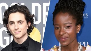 Timothée Chalamet, left, and Amanda Gorman