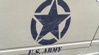 Rome, Italy - August 17, 2019: US Army symbol. The United States Army is the land warfare service branch of the United States Armed Forces