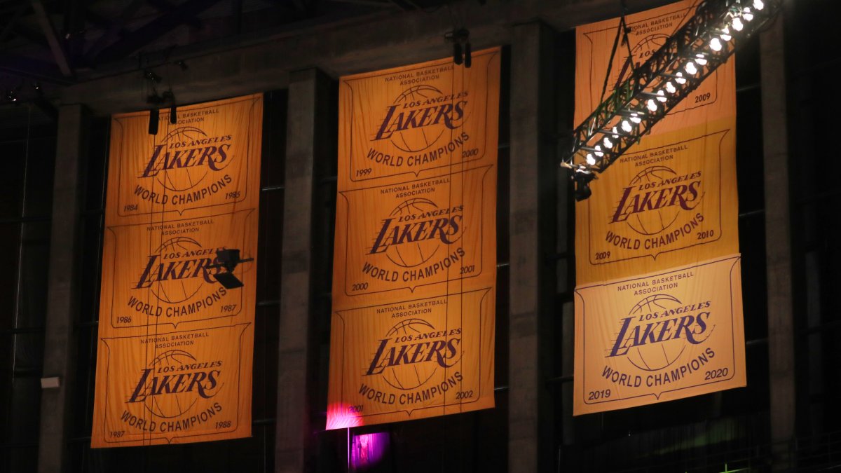 Lakers Unveil 2019-20 NBA Championship Banner Ahead of Final Home Game –  NBC Los Angeles