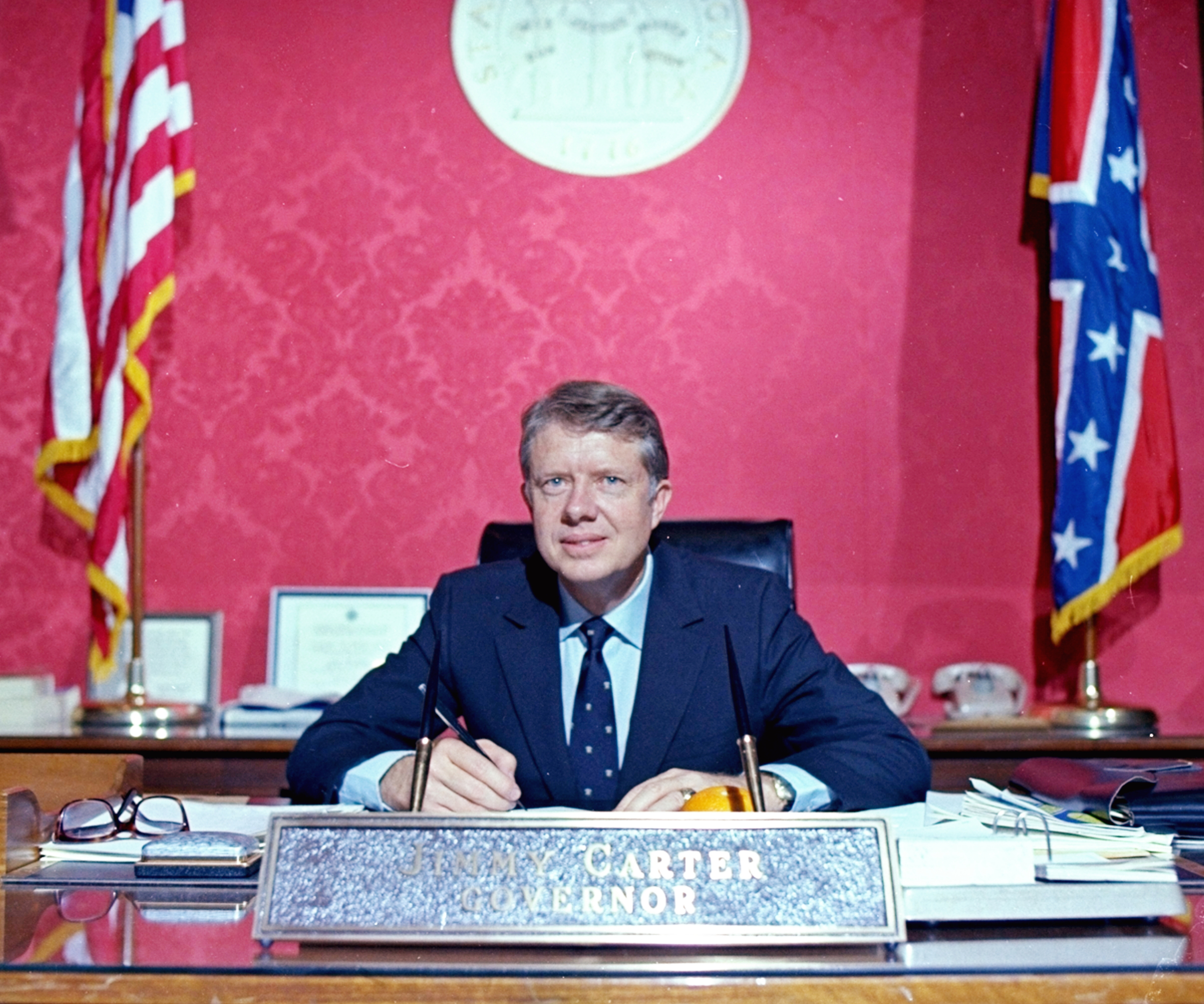 Jimmy Carter, the new Governor of Georgia, shown at his desk in Atlanta, Feb. 19, 1971.