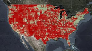 Map of broadband access in U.S.