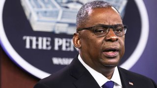 U.S. Secretary of Defense Lloyd Austin participates in a news briefing at the Pentagon May 6, 2021 in Arlington, Virginia.