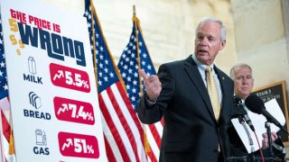 U.S. Sen. Ron Johnson (R-WI) speaks during a news conference about inflation on Capitol Hill on May 26, 2021 in Washington, DC.