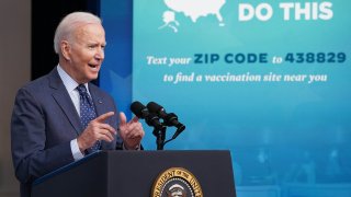 President Joe Biden speaks on Covid-19 response and vaccinations in the South Court Auditorium of the Eisenhower Executive Office Building, next to the White House, in Washington, DC, on June 2, 2021.