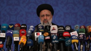 Iran's new President-elect Ebrahim Raisi speaks during a press conference in Tehran, Iran, Monday, June 21, 2021.