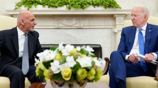 President Joe Biden, right, meets with Afghan President Ashraf Ghani, left, in the Oval Office of the White House in Washington, Friday, June 25, 2021.