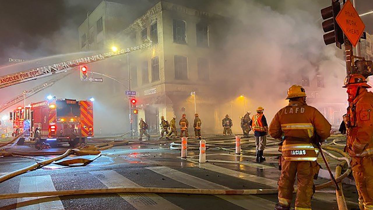 Photos: Firefighters Battle Explosive Building Fire In Downtown LA ...