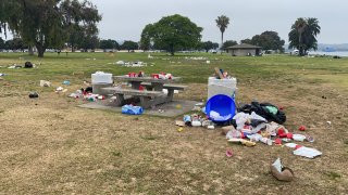 Trash left by visitors to the park