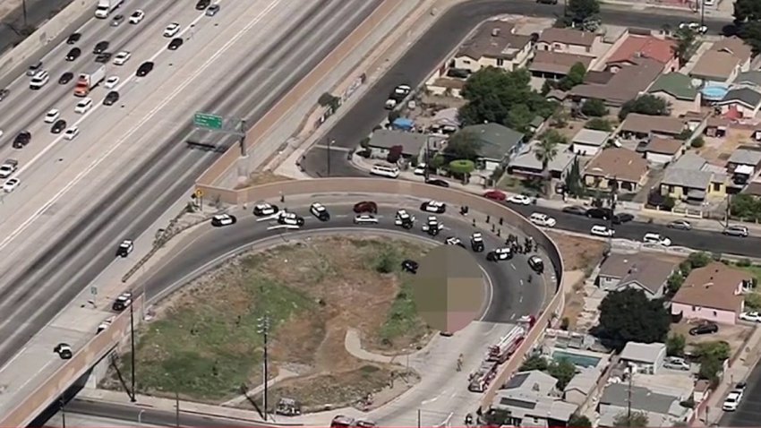 Police at the scene of a shooting in Arleta.