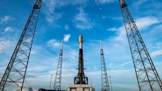 A SpaceX Falcon 9 rocket at Cape Canaveral.