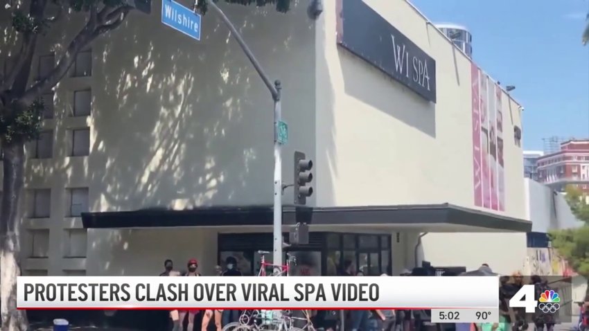 Protesters Clash Over Spa Video