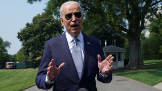 U.S. President Joe Biden speaks to reporters as he departs the White House in Washington, U.S., July 7, 2021.