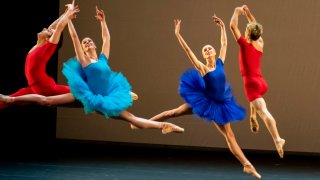 Dancers with the American Ballet Theatre perform the company premiere of “La Follia Variations,” choreographed by Lauren Lovette and costumes by Victor Glemaud, during a dress rehearsal for the American Ballet Theatre’s production of “Uniting in Movement” at the Segerstrom Center for the Arts in Costa Mesa on Thursday, April 22, 2021.