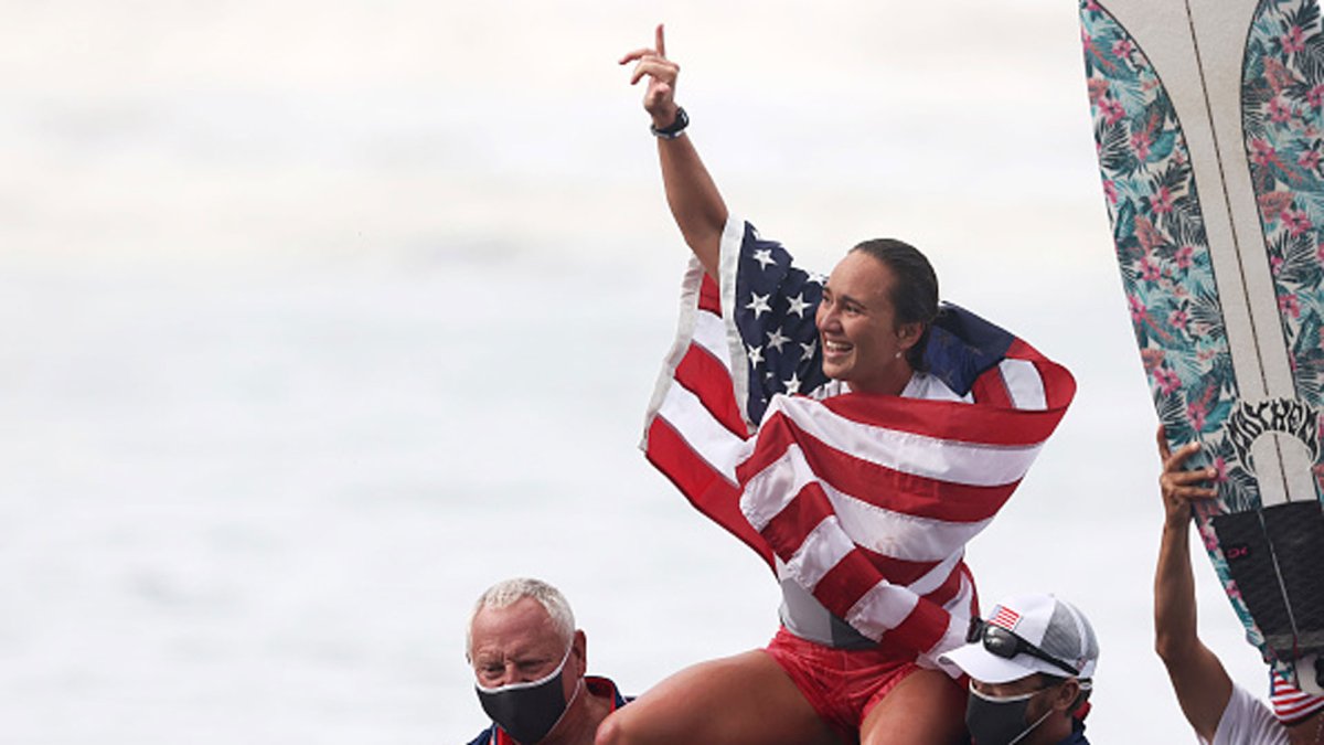 USA’s Carissa Moore wins first women’s surfing shortboard gold medal ...