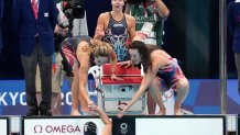 Kathryn McLaughlin, Paige Madden, Allison Schmitt and Katie Ledecky