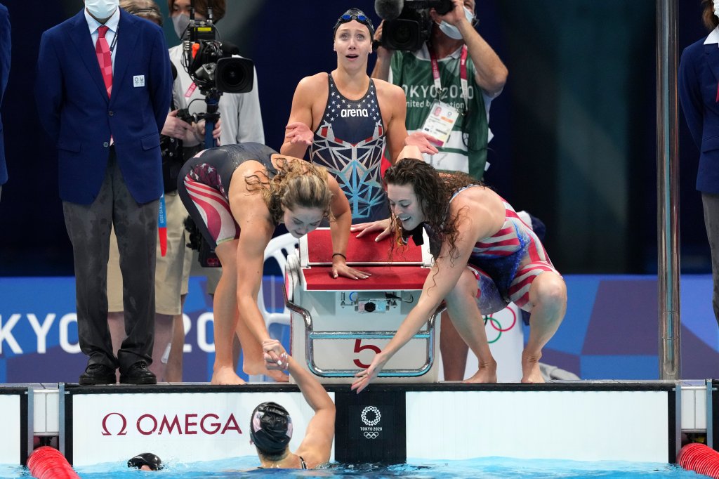 Kathryn McLaughlin, Paige Madden, Allison Schmitt and Katie Ledecky